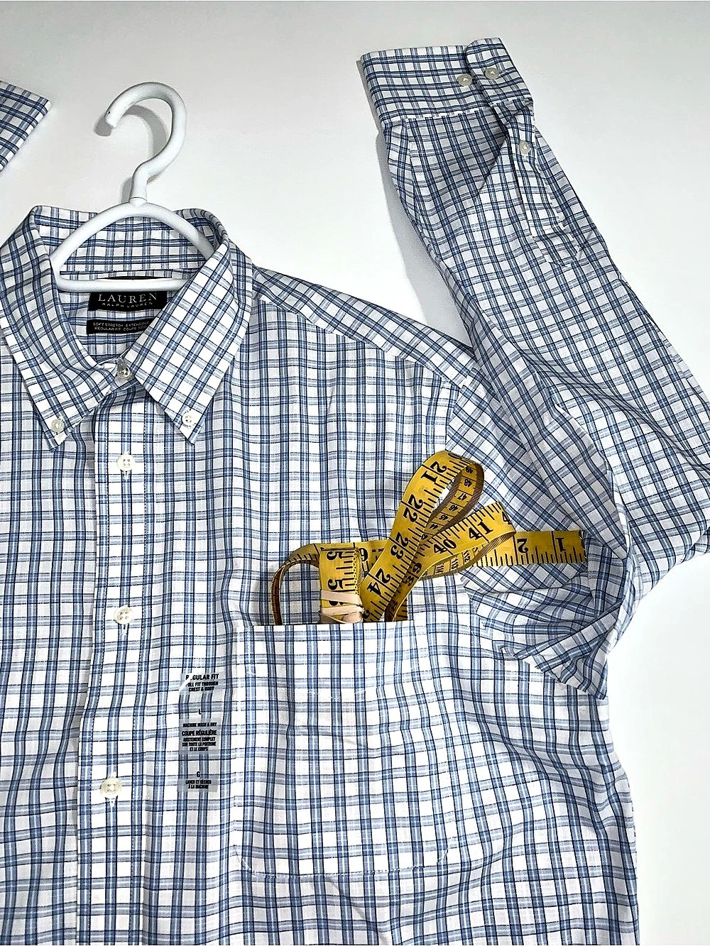 Lauren Ralph Lauren Plaid Button Down in Blue & White Size L NWT - Picture 5 of 10